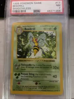 Pokemon TCG Beedrill Base Set 17/102 Shadowless 1st Edition Rare PSA 7 - Image 1