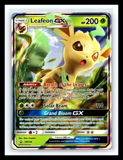💥 Pokemon Leafeon GX Sm146 SVP Black Star Promo Holo Sun & Moon Pokemon TCG - Image 1