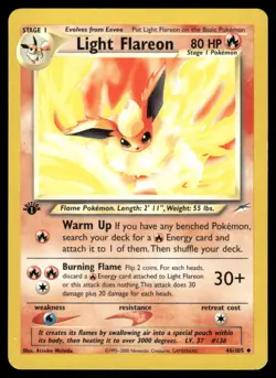 Pokemon Cards Light Flareon 46/105 1ST EDITION Neo Destiny Uncommon LP - Image 1