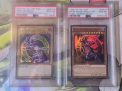 Yu-Gi-Oh Korean Dark Magician 15AX-KRY01 & Dark Magician Of Chaos YGLD PSA 10 - Image 1