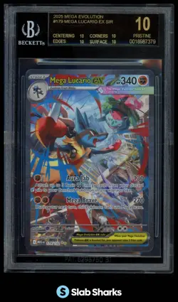 2025 POKEMON MEG EN #179/132 MEGA LUCARIO EX SIR BGS 10 BLACK LABEL PRISTINE - Image 1