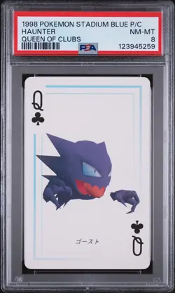 1998 POKEMON STADIUM BLUE VERSION PLAYING CARDS QUEEN OF CLUBS HAUNTER PSA 8 - Image 1