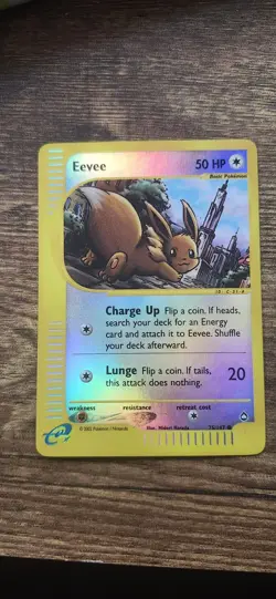 Pokemon Eevee Aquapolis Reverse Holo Card 75/147 English LP/NM Condition - Image 1