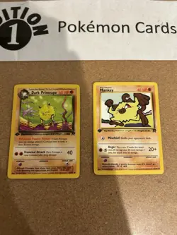 Dark Primeape + Mankey 1st Edition Pokemon Card Lot Vintage WOTC - Image 1