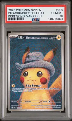 2023 POKEMON SVP EN-SV BLACK STAR PROMO #085 PIKACHU WITH GREY FELT HAT PSA 10 - Image 1