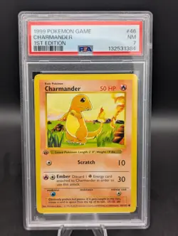 1999 POKEMON BASE SET 1ST EDITION #46 CHARMANDER PSA 7 - Image 1