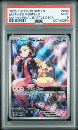 2025 POKEMON SVP PROMO MARNIE RIVAL BATTLE DECK #206 MARNIE'S MORPEKO PSA 9 - Image 1
