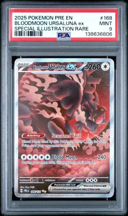 2025 Pokemon PRE En Bloodmoon Ursaluna Ex Special Illustration Rare #168 PSA 9 - Image 1
