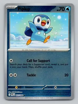 Reverse Holo Piplup 027/094 Common ME02: Phantasmal Flames Pokemon - Image 1