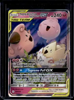 2019 Pokemon SM Cosmic Eclipse Togepi Cleffa Igglybuff Tag Team Holo #143/236 - Image 1