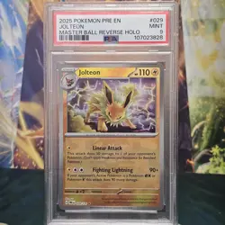2025 Pokemon Prismatic Evolutions Jolteon Master Ball PSA 9 - Image 1