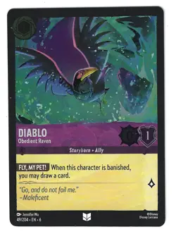 Diablo - Obedient Raven #49/204 Disney Lorcana: Azurite Sea - Uncommon FOIL NM - Image 1