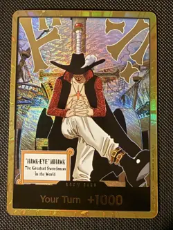 DON!! Card Dracule Mihawk Gold One Piece OP14 The Azure Sea's Seven NM unplayed - Image 1