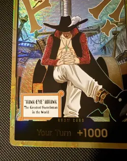 DON!! Card Dracule Mihawk Gold One Piece OP14 The Azure Sea's Seven NM unplayed - Image 5