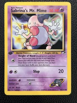 Sabrina's Mr. Mime 94/132 Gym Heroes 1st Edition Pokemon Card NM Condition - Image 1