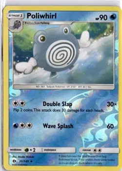 Pokemon Card Poliwhirl Sun & Moon Reverse Holo 31/149 Pokemon Trading Card TCG - Image 1
