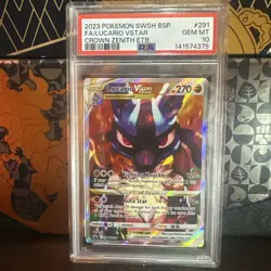 PSA 10 GEM MINT Lucario VSTAR Promo SWSH291 Crown Zenith ETB Pokemon Card - Image 1