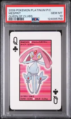 2009 POKEMON PLATINUM VERSION PLAYING CARDS QUEEN OF CLUBS MESPRIT PSA 10 - Image 1