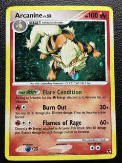 Pokemon TCG Arcanine LV. 53 Rare Holo Card 1/111 Rising Rivals MP - Image 1