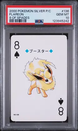 2000 POKEMON SILVER VERSION PLAYING CARDS 8 OF SPADES #136 FLAREON PSA 10 - Image 1