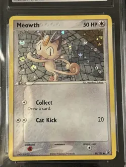 POKEMON 2004 FIRE RED & LEAF GREEN MEOWTH REVERSE Holo FOIL 69/112 CGC 9 - Image 2