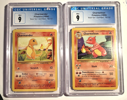1999 Pokemon Base Set Unlimited Charmander & Charmeleon CGC 9 Mint - Image 1