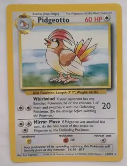 Pidgeotto 022/102 MP 1999 Base Set Rare Pokemon TCG Vintage - Image 1