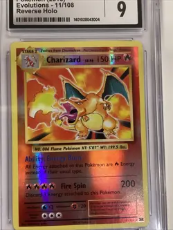 2016 Pokemon XY Evolutions 11/108 Charizard Reverse Holo CGC 9 - Image 2