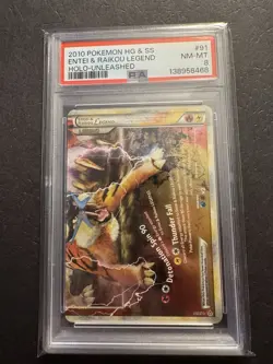 2010 Entei & Raikou Legend(bottom) Pokemon HG & SS 91/95 Unleashed Holo PSA 8 - Image 1