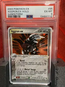 2003 Pokemon EX Sandstorm Aggron EX #95 Holo PSA 6 - Vintage TCG - Image 1