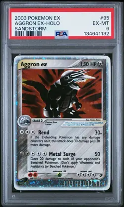2003 Pokemon EX Sandstorm Aggron EX #95 Holo PSA 6 - Vintage TCG - Image 2
