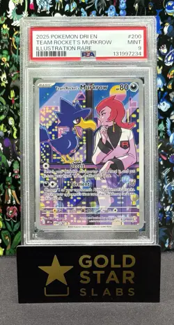 PSA 9 Mint Team Rocket's Murkrow 200/182 Illustration Rare - Pokemon DRI SV10 - Image 1
