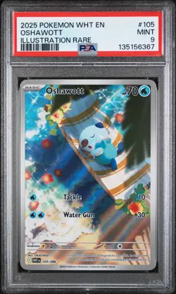 2025 POKEMON WHT EN-WHITE FLARE ILLUSTRATION RARE #105 OSHAWOTT PSA 9 - Image 1