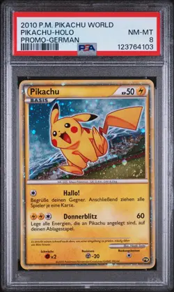 2010 POKEMON WORLD COLLECTION GERMAN-DO NOT USE PIKACHU-HOLO PSA 8 - Image 1