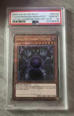 2024 Yu-Gi-Oh! RA03-QUARTER Century Bonanza Caius the Shadow Monarch PSA 10 QCR - Image 1