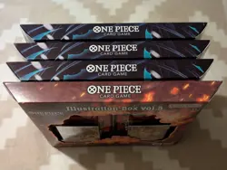 x4 One Piece Illustration Boxes Vol. 5 & 6 + x5 One Piece TS-02 Tins - In Hand - Image 2