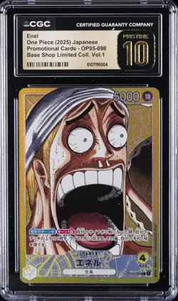 2025 ONE PIECE JPN PROMO BASE SHOP LTD COLLECTION VOL 1 ENEL CGC 10 PRISTINE - Image 1