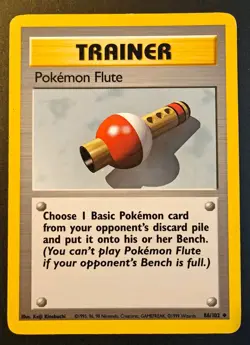 Pokemon Cards Pokemon Flute 86/102 UNLIMITED Base Set WOTC Uncommon - Image 1