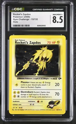 CGC 8.5 Rocket's Zapdos 2000 Gym Challenge 15/132 Holo Pokemon Card - Image 1