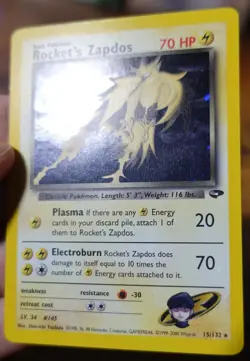 Rocket's Zapdos 15/132 Holo Gym Challenge Holobleed Error Pokemon Card PL-LP - Image 1