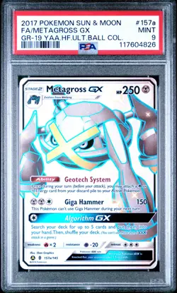 2017 POKEMON SUN & MOON GUARDIANS RISING #157A FULL ART/METAGROSS GX PSA 9 - Image 1
