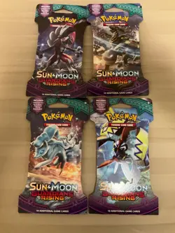 Pokemon TCG: Sun and Moon Guardians Rising Sleeved 4 Pack Complete Art Set - Image 1