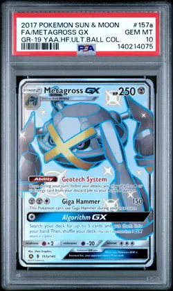 2017 POKEMON SUN & MOON GUARDIANS RISING #157A FULL ART/METAGROSS GX PSA 10 - Image 1