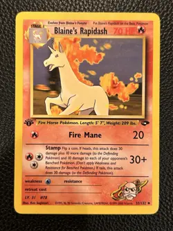 Pokemon Card Blaine's Rapidash 33/132 1st Edition Gym Challenge - Image 1