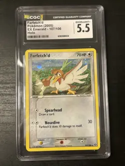 2005 Pokemon EX Emerald Secret Rare Card Farfetch'd Holo 107/106 CGC 5.5 Exc - Image 1