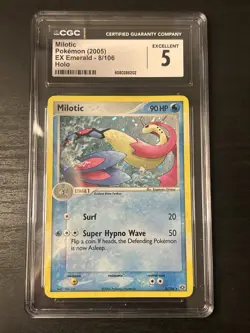 Milotic Holo 2005 EX Emerald 8/106 Holo Rare Pokemon Card CGC 5 Excellent - Image 1