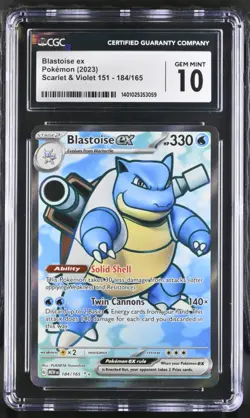 Blastoise ex 184/165 ULTRA Rare English 151 Pokemon Card CGC 10 GEM MINT - Image 1