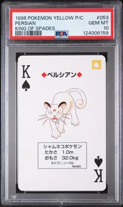 1998 POKEMON YELLOW VERSION PLAYING CARDS KING OF SPADES #053 PERSIAN PSA 10 - Image 1