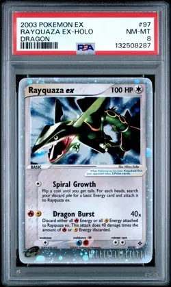 2003 POKEMON EX DRAGON #97 RAYQUAZA EX-HOLO PSA 8 - Image 1