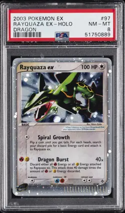 2003 POKEMON EX DRAGON #97 RAYQUAZA EX-HOLO PSA 8 - Image 1